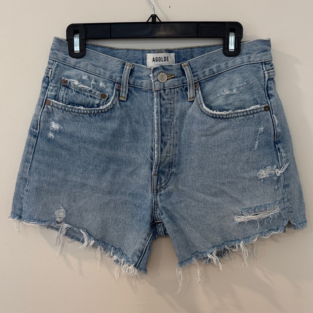 Agolde Women's Frayed Hem Jean Shorts - Parker Long